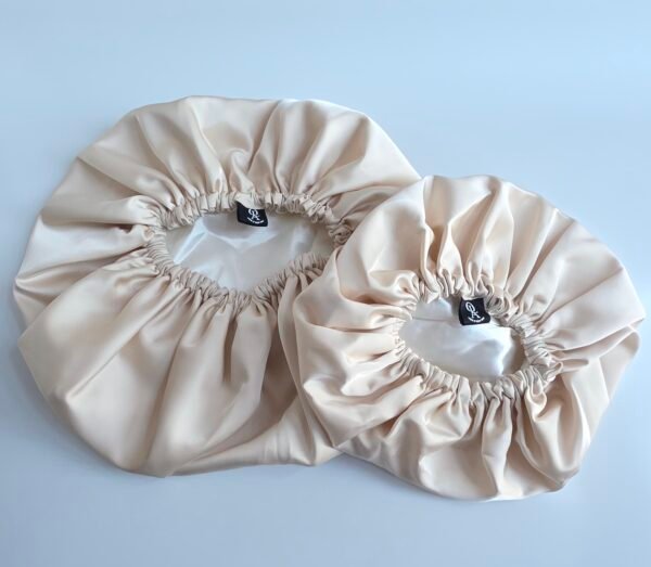 Champagne Cream Mummy & Me Satin Bonnet Set
