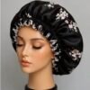 Black & White Flora Satin Bonnet