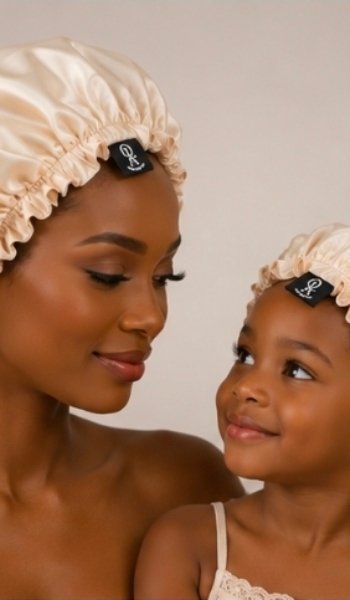 Champagne Cream Mummy & Me Satin Bonnet Set