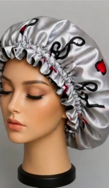 Love Print Satin Bonnet