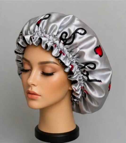 Love Print Satin Bonnet