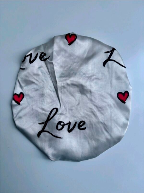 Love Print Satin Bonnet